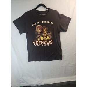 Hot Topic Sad Is Temporary Yeehaws Are Forever Cowboy Cat Graphic Tee Brown M